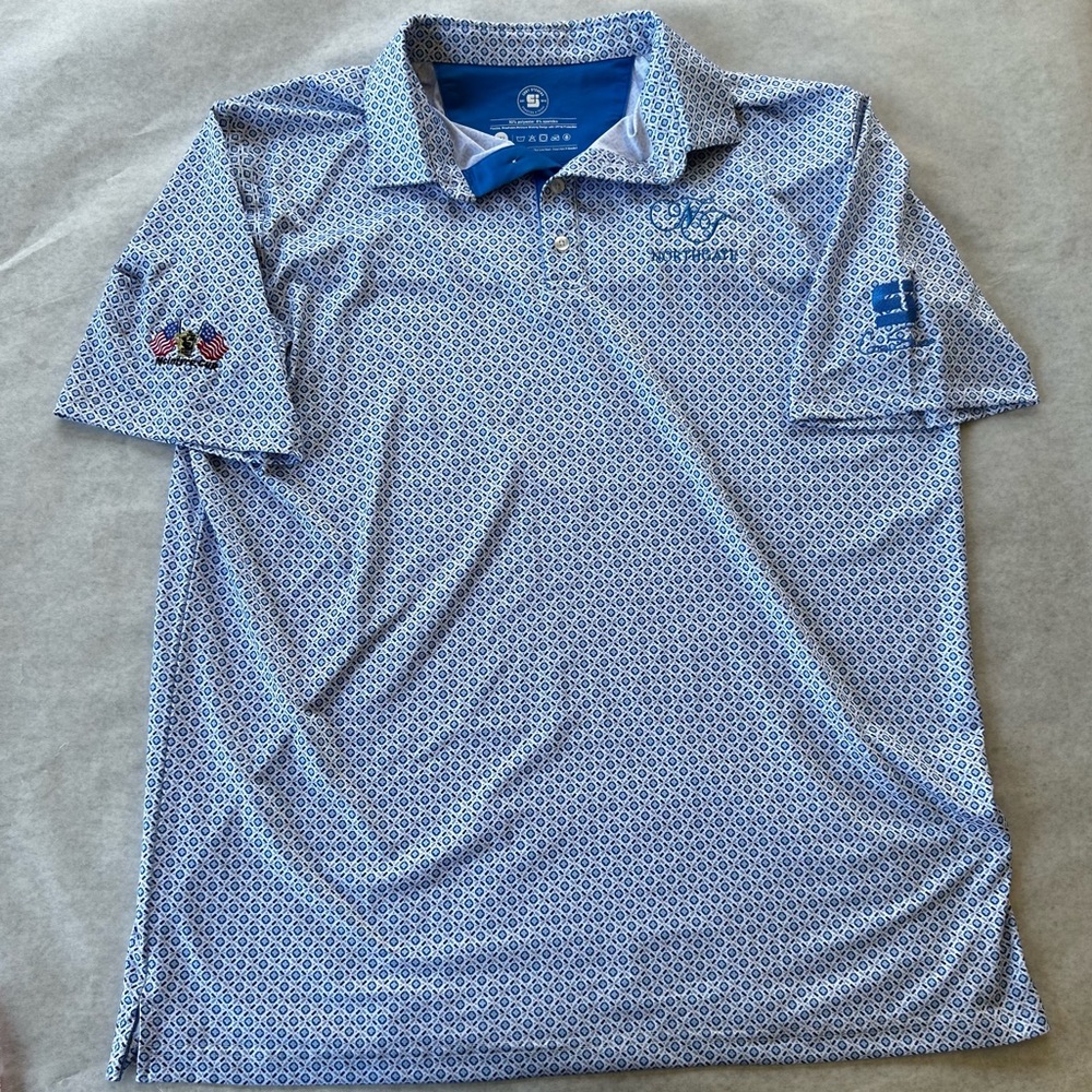 Coby Stevens Golf Blue Star print Polo Men's 2XL Embroidered Logo McIntyre Cup